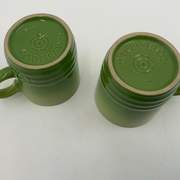 Le Creuset 3.38 oz Cappuccino / Espresso Coffee Mugs - Pair of Ombre Green NWOT - Picture 2 of 10